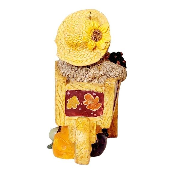 Vtg Fall Harvest Thanksgiving Resin Bear Pumpkins In Wheel Barrow Halloween READ - Picture 3 of 12